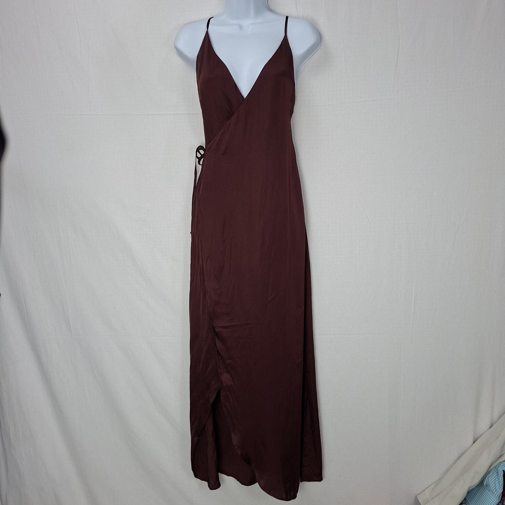 Young Fabulous & Broke Givanni Jam Solid Red V-Neck Maxi Wrap Dress Size Medium